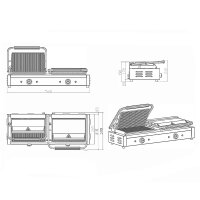 EASYLINE electric contact grill "double" width 568 mm, grooved top & smooth bottom