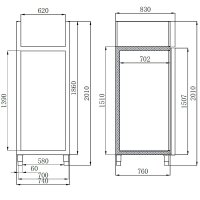 EASYLINE Kühlschrank 700 / 1-türig GN2/1 - Monoblock