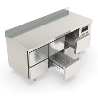 TOPLINE Kühltisch 700 / 3-fach GN1/1 mit 6 Schubladen & Aufkantung