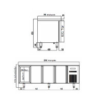 TOPLINE Kühltisch 700 / 4-fach GN1/1 mit 4 Türen